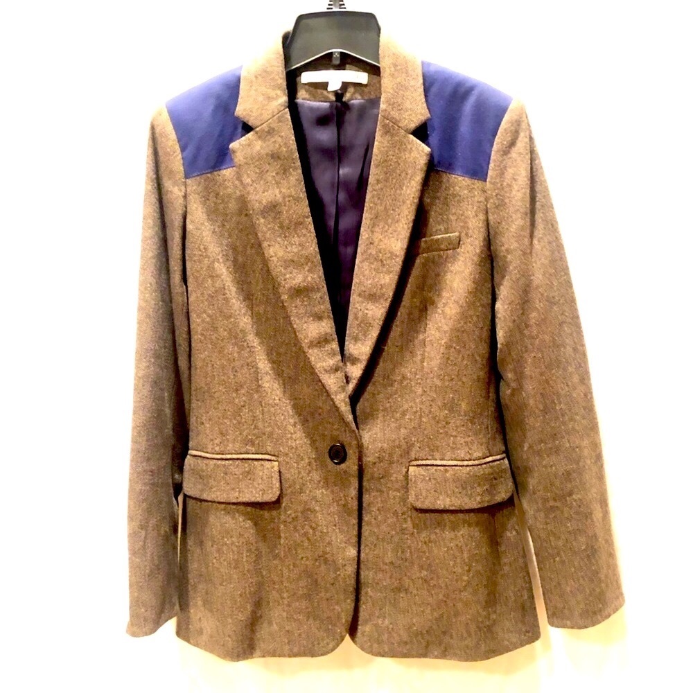 Veronica Beard Wool Herringbone Dickey Blazer